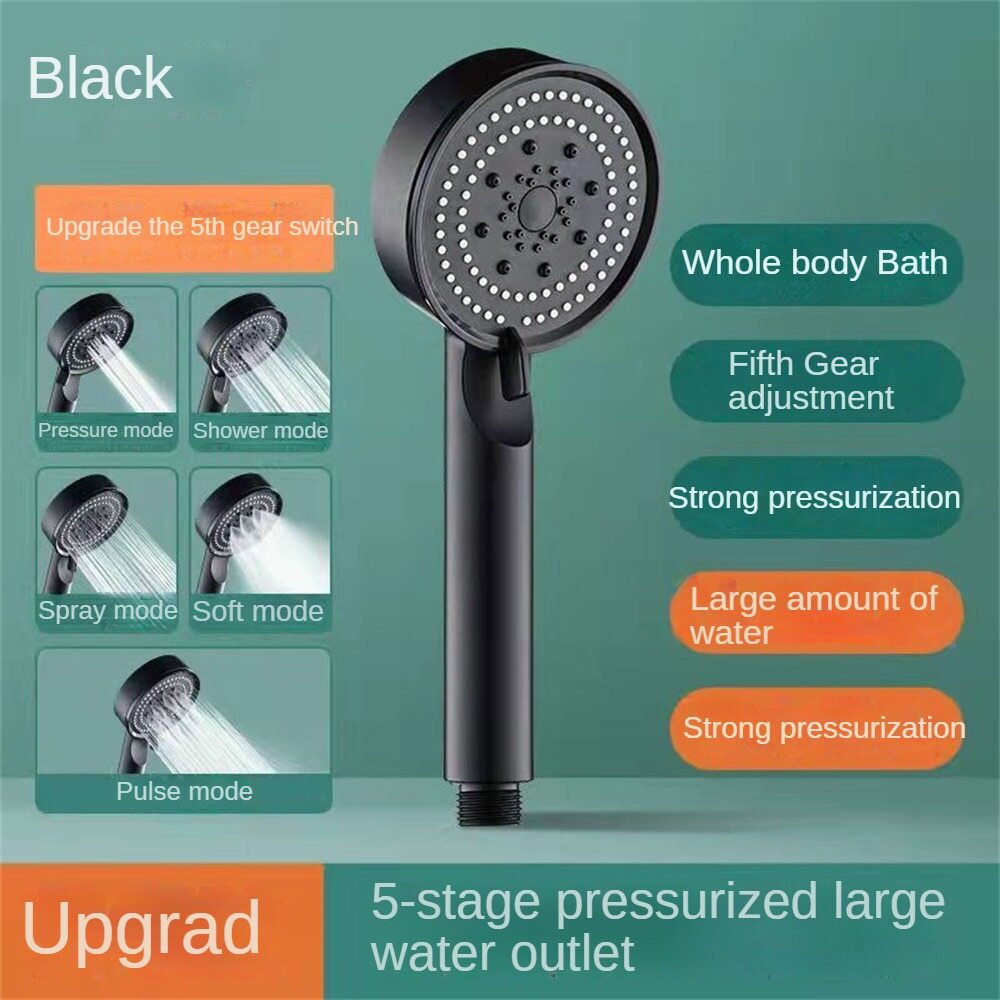 Loyyer NEW Black 5 Modes Water Saving Shower Head Adjustable High Pressure Sprayer Shower Water Massage Shower Head For Bathroom Bathroom Accessories