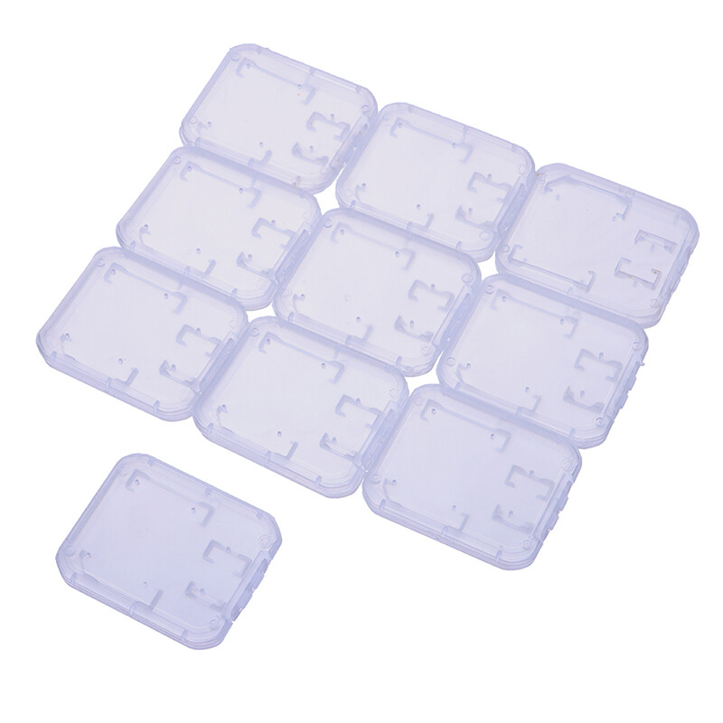 Huan 10Pcs Clear Plastic Memory Card Case Micro SD TF Card Storage Box Protection