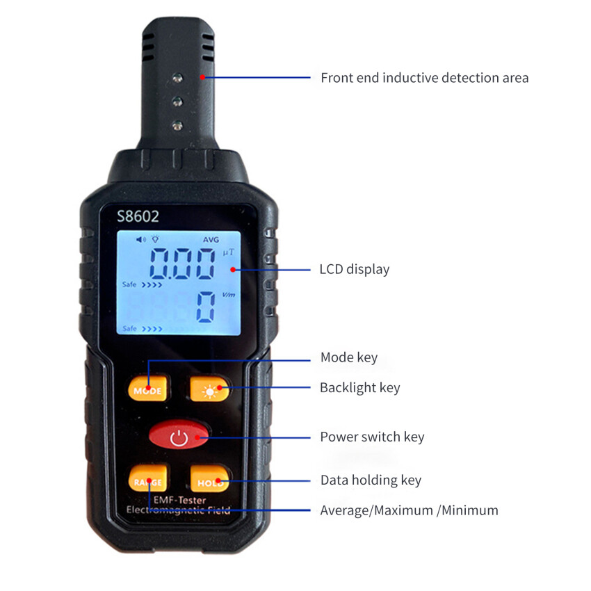 3-In-1 Digital Radiation Dosimeter Field Temperature LCD Display Handheld Multifunctional Detector Tester