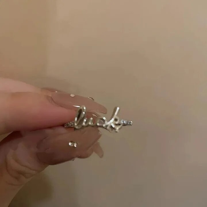 Lucky Star Open Ring Y2K Double Layer Adjustable Pentagram Letter Ring Women Girls Simple Irregular Layered Aesthetic Jewlry Gift