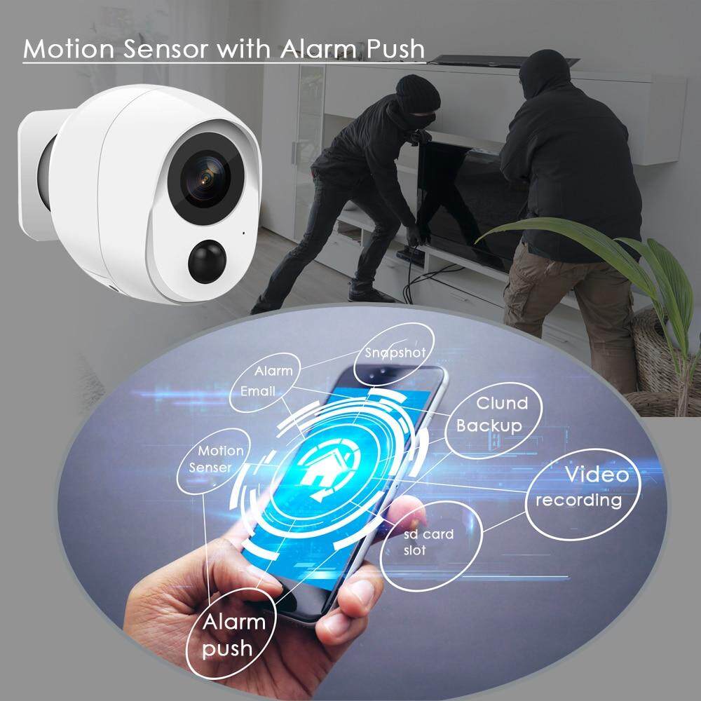 EVKVO - รวมแบตเตอรี่ Outdoor Mini Wifi Camera CCTV แบตเตอรี่ กล้อง IP กล้องวงจรปิด PIR HD 1080P เสียง IR Night Vision Alarm การเฝ้าระวังวิดีโอไร้สาย ICSEE XMeye