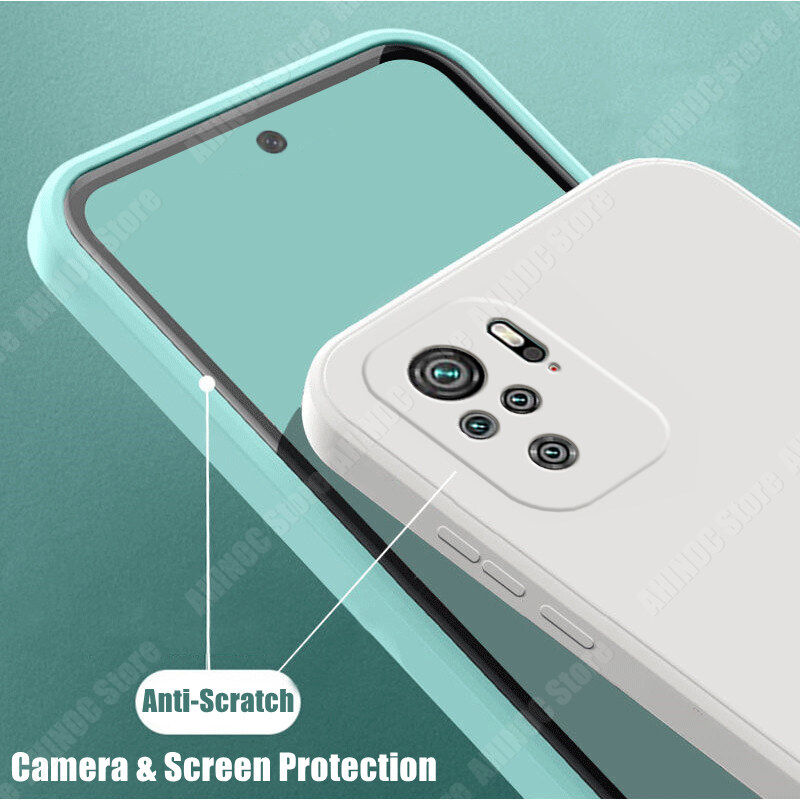 For Xiaomi Redmi Note 10 Note 10S Phone Case Straight Edge Liquid Silicone Casing Soft Shockproof Back Cover