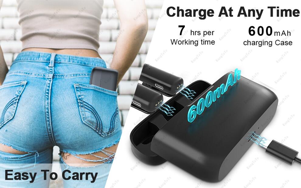 Zeallion Micro Cài Áo Không Dây Micro Ghi Hình Âm Thanh Giảm Tiếng Ồn Nhỏ Gọn Cho iPhone Android Kèm Hộp Sạc