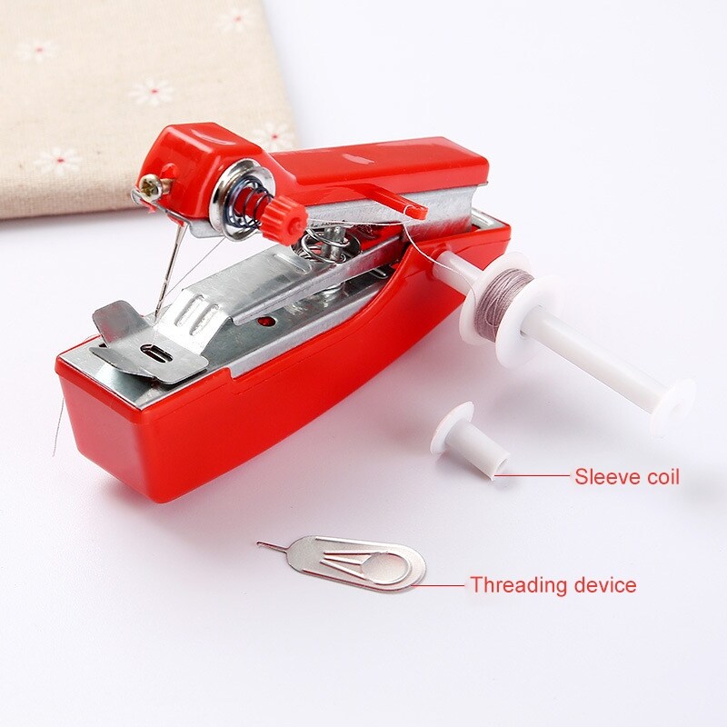 (Star fabric) 1Pcs Red Mini Máy May Vá Không Dây Cầm Tay Quần Áo Máy May Thủ Công Hữu Ích Công Cụ Cầm Tay Phụ Kiện
