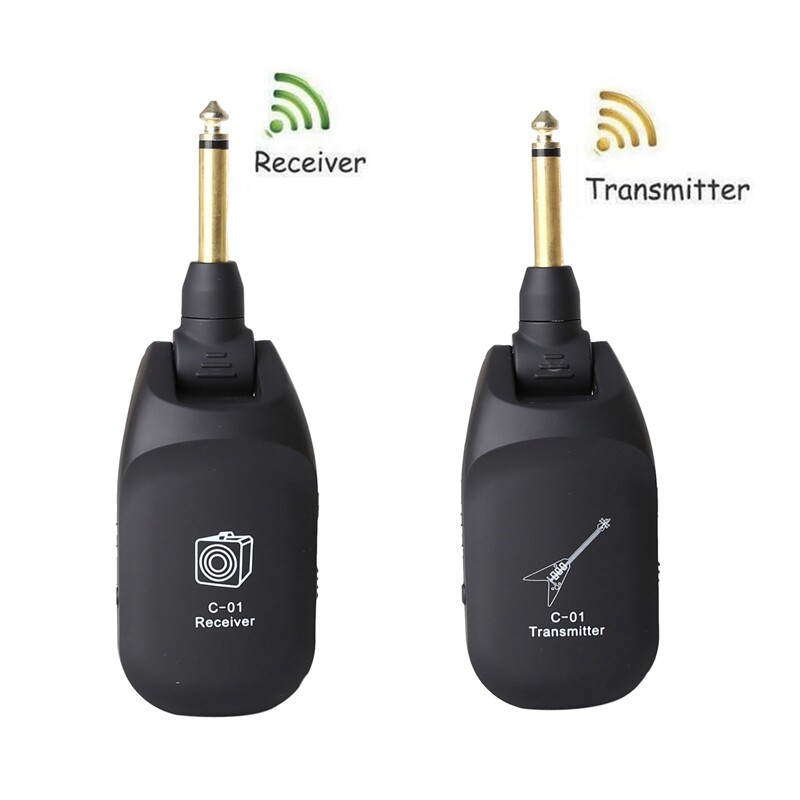 Wireless Guitar System Built-in Rechargeable 4 Channels Wireless Guitar Transmitter Receiver for Electric Guitar Bass