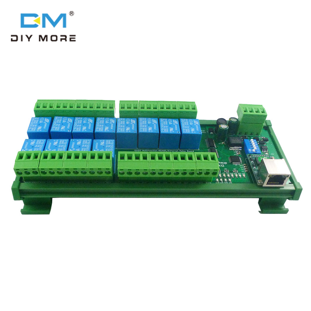 diymore 2 IN1 12 DIO Ethernet/RS485 Relay Switch Module Modbus RTU TCP/IP Network Controller PLC Expansion Board 12V 24V