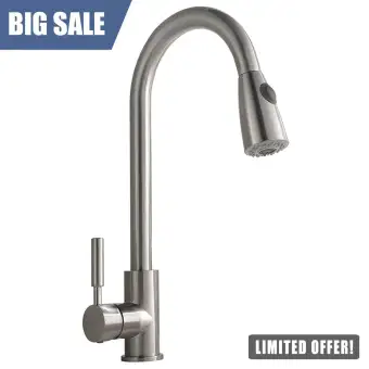 Netel Commercial Single Handle High Arc Brushed Nickel Pull Out