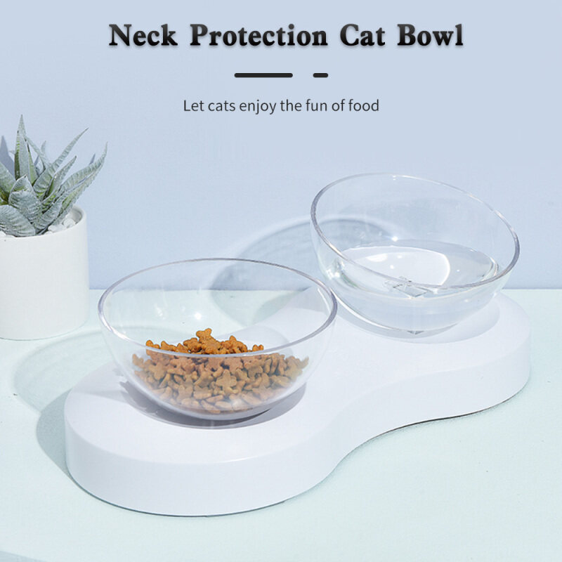Pet Homey Họa Tiết Cún Cưng Tự Động Mèo Uống Thiết Bị Đựng Nước Uống Bộ Nạp Bát Thức Ăn Đĩa Bảo Vệ Cổ Bát 0 °/20 ° Nghiêng
