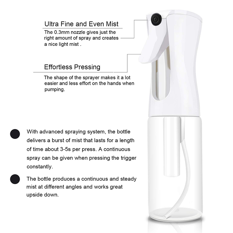 LouisWill Empty Spray Bottle, Mist Sprayer Fine Mist Spray Bottle Ultra Fine Continuous Spray Water Bottle for Hair Styling, Plants, Cleaning, Misting & Skin Care (10oz/300ml)