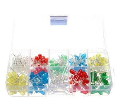 200 pcs 3mm 5mm led diode assorted kit led light-emitting diodes red green blue yellow white 5 colors diy led diode set