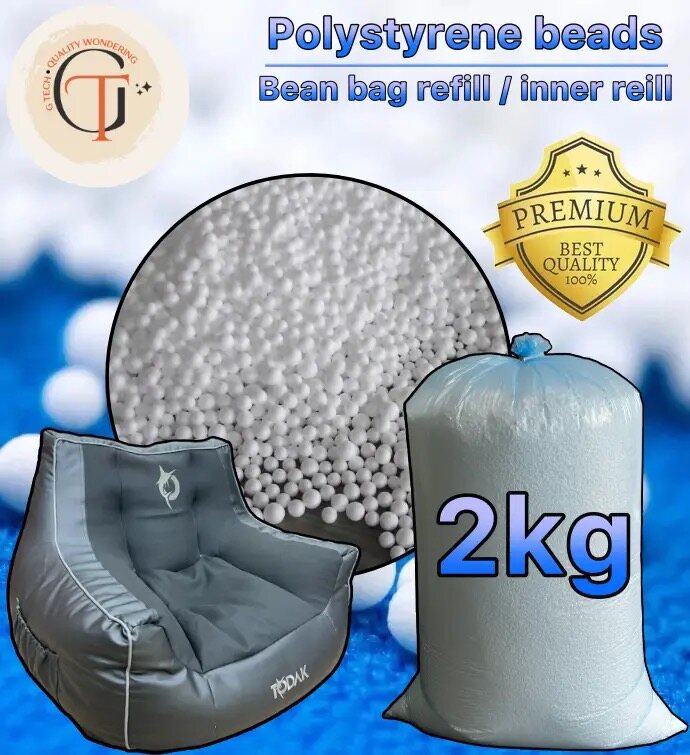Butiran Styrofoam Bean Bag Refill 2kg READY STOCK] 2KG Premium Bean Bag  Refill Beads Polystyrene Beads - Main Image