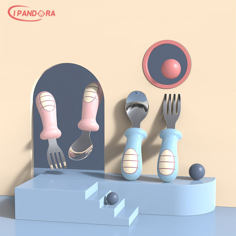 IP Portable Children's Fork and Spoon Creative Cartoon Fork and Spoon Complementary Feeding Spoon Fork Stainless Steel Training Cutlery