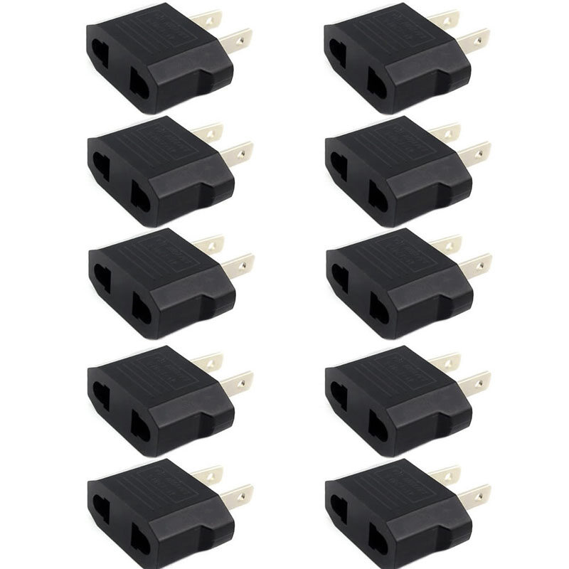 10pcs European Euro EU to US USA Plug Travel Charger Adapter Outlet Converter