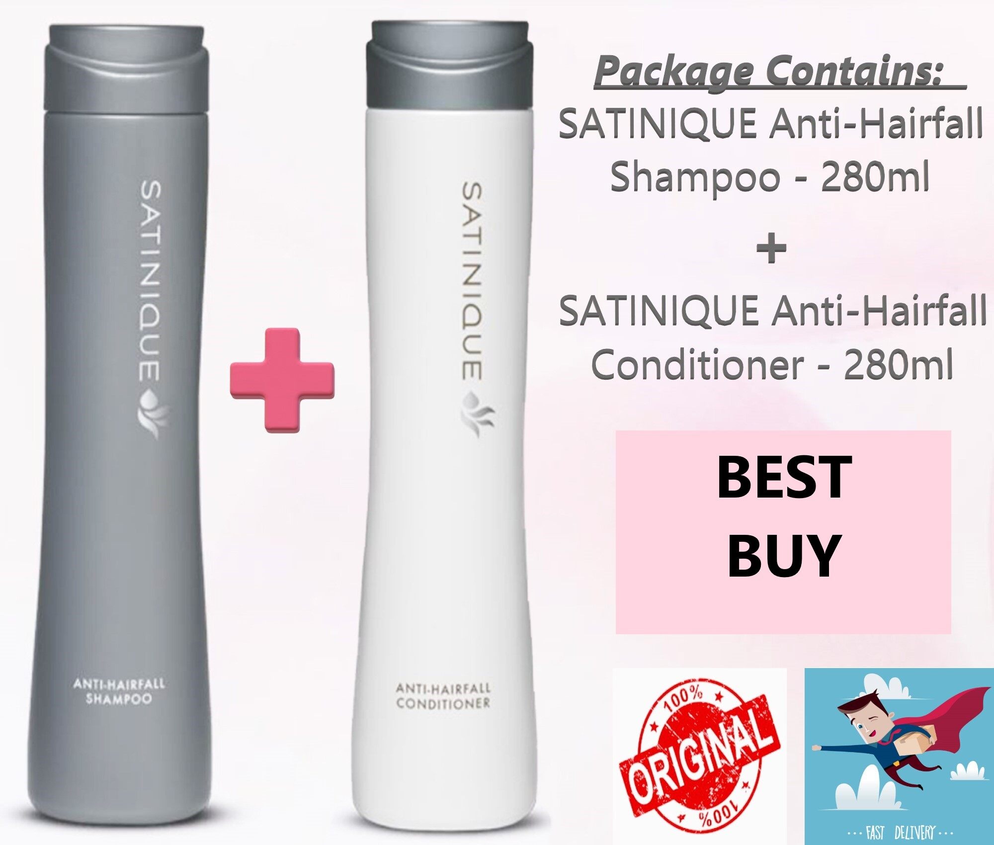 Amway Hair Shampoo & Conditioner (SATINIQUE Anti-Hairfall Shampoo &  Conditioner) 280ml + 280ml | Lazada