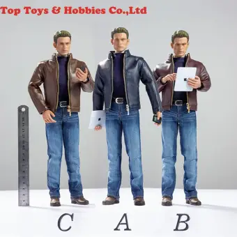 leather jacket and blue jeans