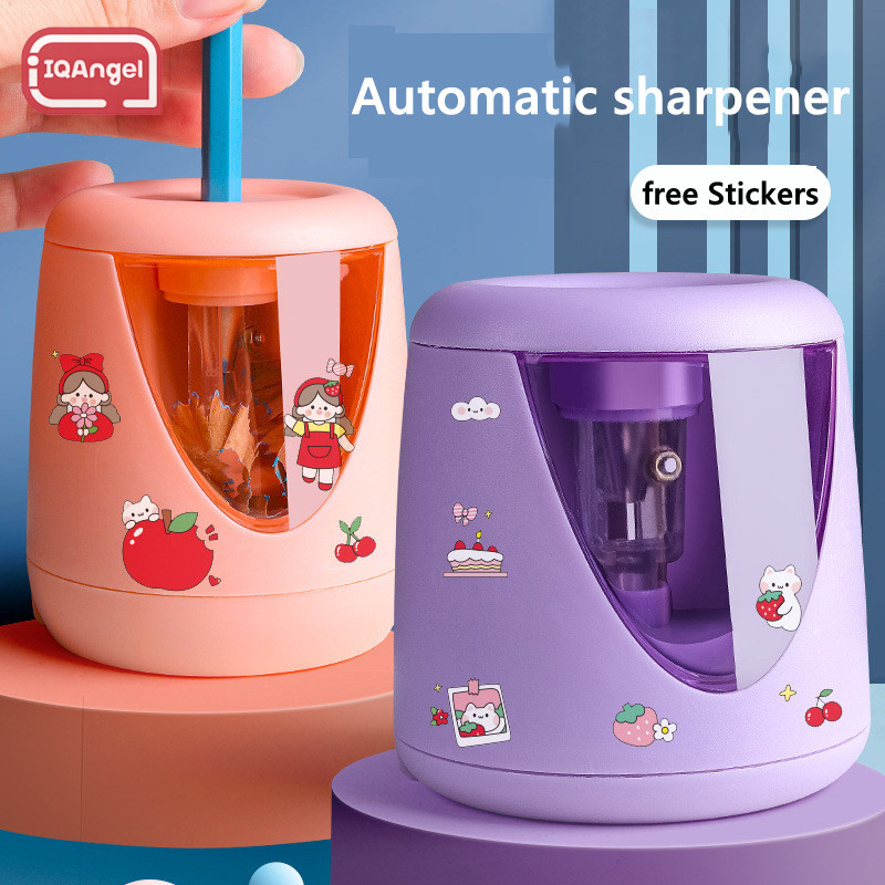 IQANGEL pencil sharpener bear shape cute automatic sharpener electric pencil cutter for children elementary school students fully automatic