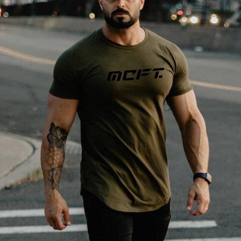 Brand T Shirt Men New Fashion Tee Shirts Summer Short Sleeve Fitness Tshirt Cotton Mens Gym Clothing Casual Sports T Shirts