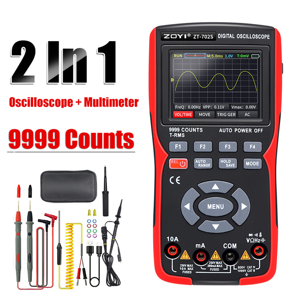 Cảm biến thông minh 2in 1 máy hiện sóng kỹ thuật số vạn năng 48msa/S tỷ lệ lấy mẫu 10MHz băng thông 9999 đếm RMS thật 2.8inch IPS Màn hình màu vạn năng