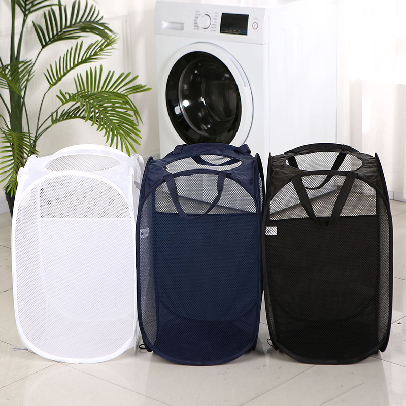 TF Mesh Pop Up Dirty Laundry Basket Hamper Foldable Laundry Basket with Durable Handles Clothes Storage Baskets Laundry Basket