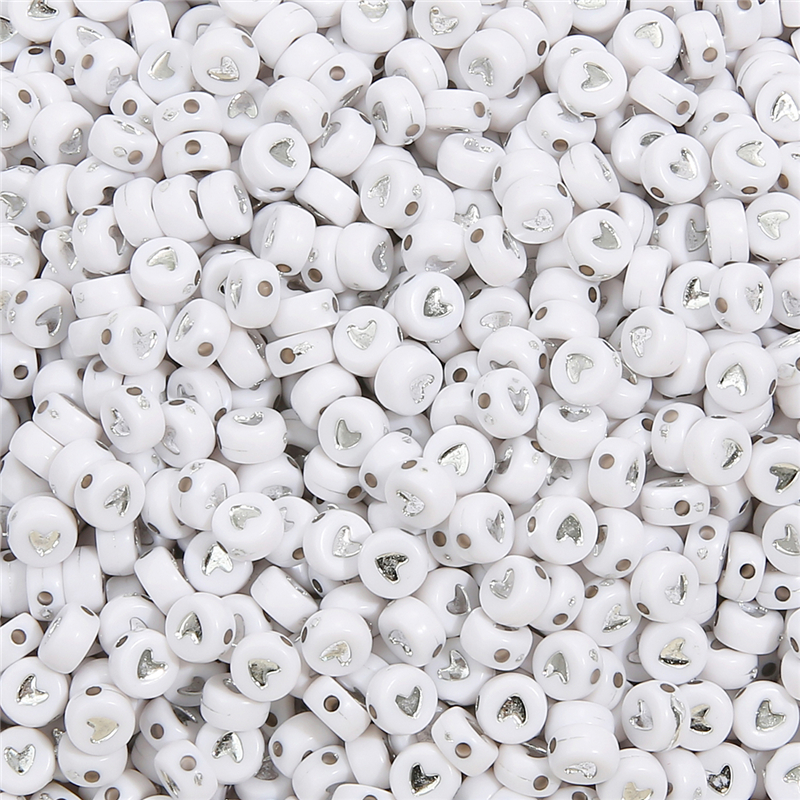 Wholesale 100PCS Russian Acrylic Beads Round Flat Alphabet Heart Shape Beads For Jewelry Making Handmade Diy Bracelet