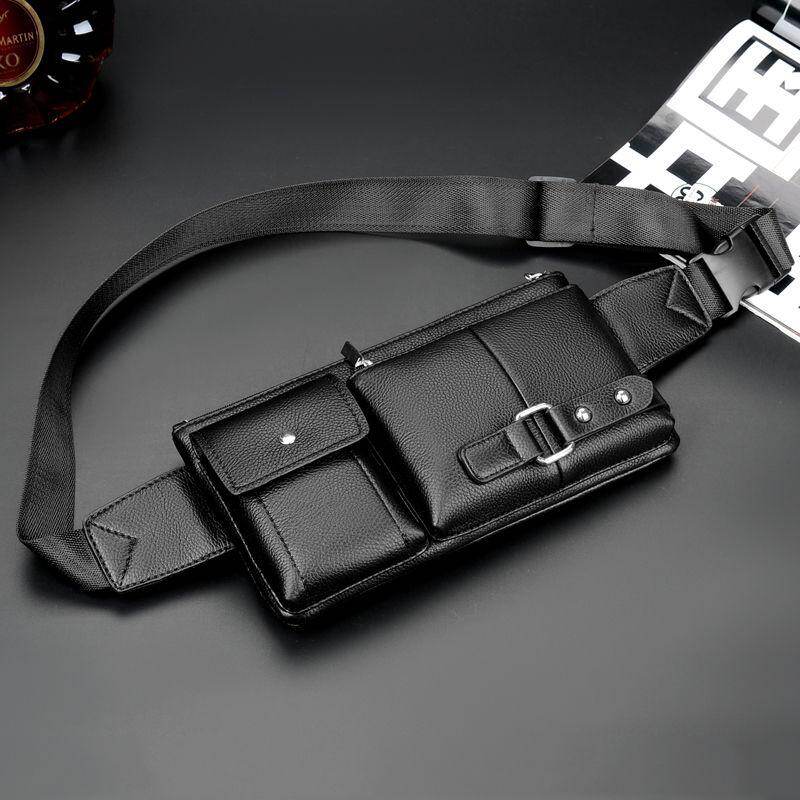 Multifunctional new men's Sling Chest Pack Hip Bum Belt Cell Phone Purse Messenger Shoulder Bags Casual Male Leather Crossbody Waist Pack Bag Waist Bag Men's Brand Chest Handbag Shoulder Bag Purse big size