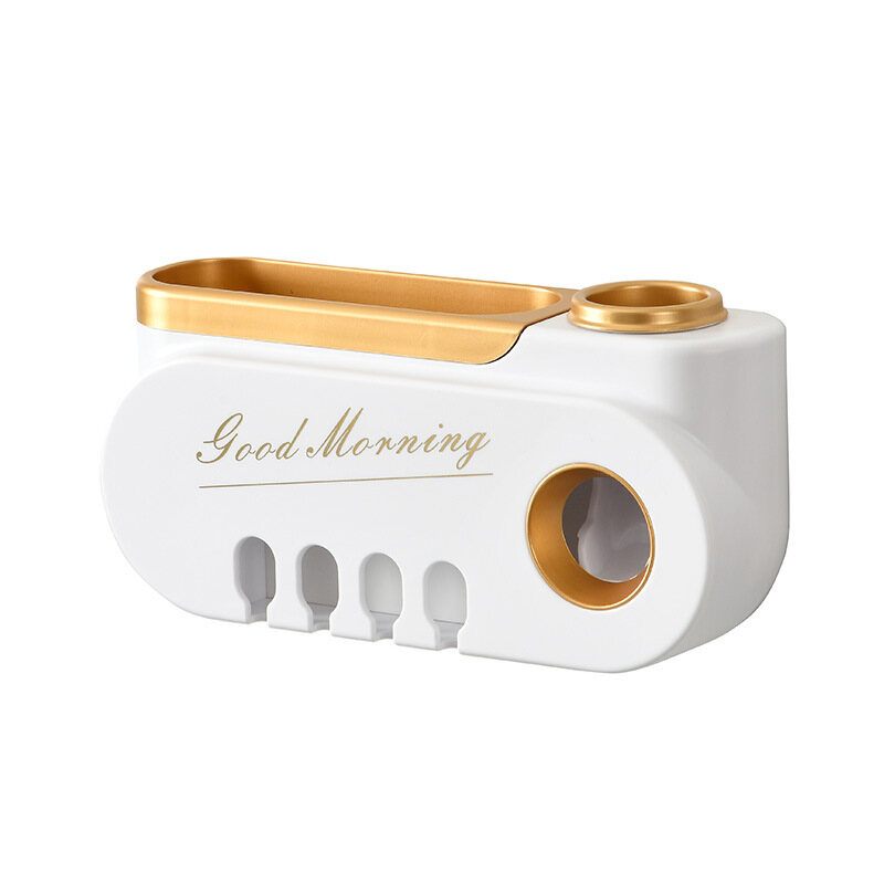 Light Luxury Toothbrush Holder Uv Disinfection Toothbrush Rack Automatic Toothpaste Dispenser Wall Hanging Box Bathroom Storage