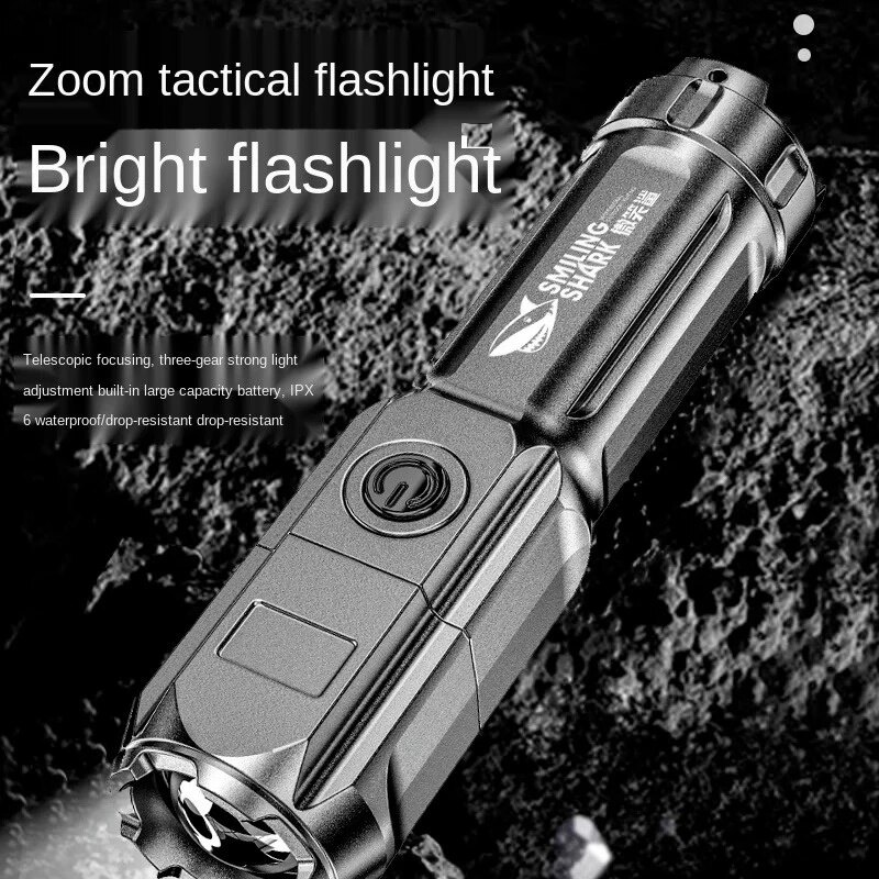 LED Đèn pin di động Zoomable có thể sạc qua USB Đèn lóa sáng không thấm nước focusable thích hợp cho câu cá cắm trại ngoài trời Đi bộ đường dài