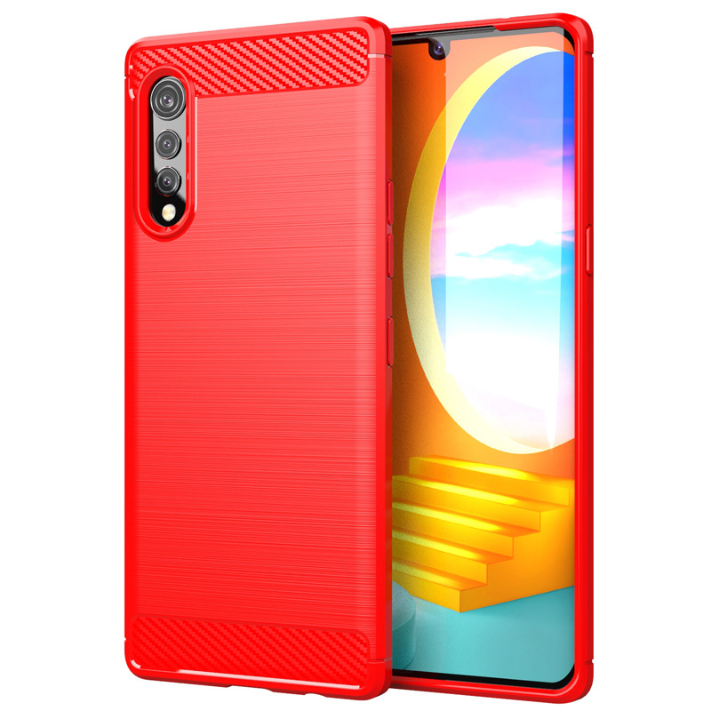 Soft case for lg velvet, lg reflect, lg prime 2, carbon fiber brushed pattern silicone anti-fall soft shell tpu back cover bumper full protective casing for lg velvet/lg prime 2/lg reflect