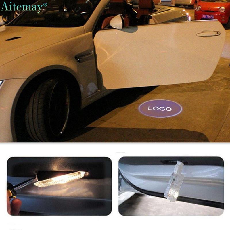 Aitemay 2 Pcs Car Logo Door Welcome Light LED Luminous Projector Laser Shadow Lamp Car Ghost Shadow Lights Backlight Lamp For Audi