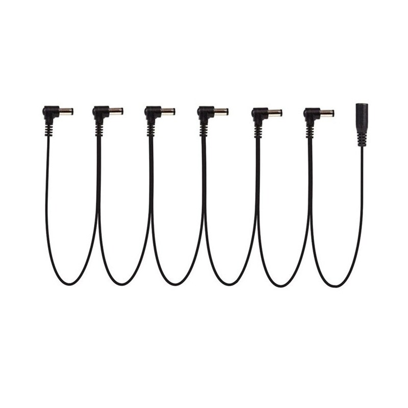 Electric Guitar Effect Pedal Daisy Chain Power Supply Cable 9V DC 1A Multi-Interface Connecting 1 to 6 Cable Splitter Cord Right Angle Round Jacks(1 to 6 Way) Malaysia
