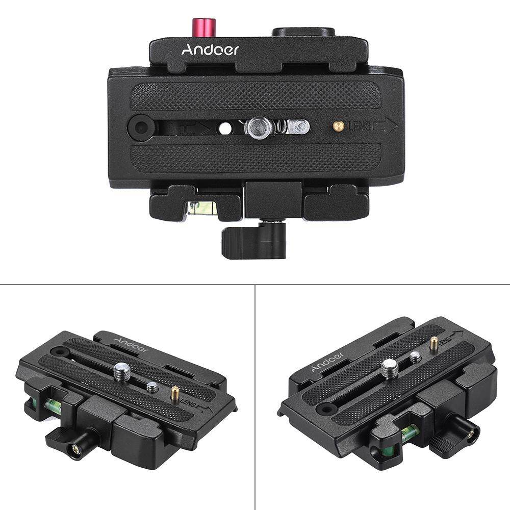Andoer Video Camera Tripod Quick Release Clamp Adapter with Quick Release Plate Compatible for Manfrotto 501 500AH 701HDV 503HDV Q5 Head