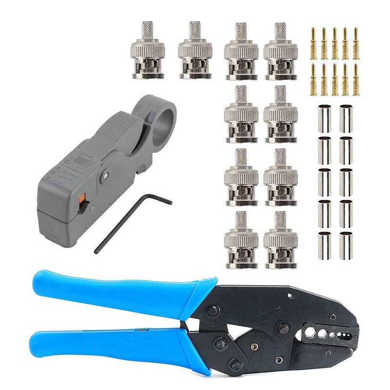 Set Coax Rf Bnc Crimp Tools For Rg Rg Rg With Pcs Bnc Plug