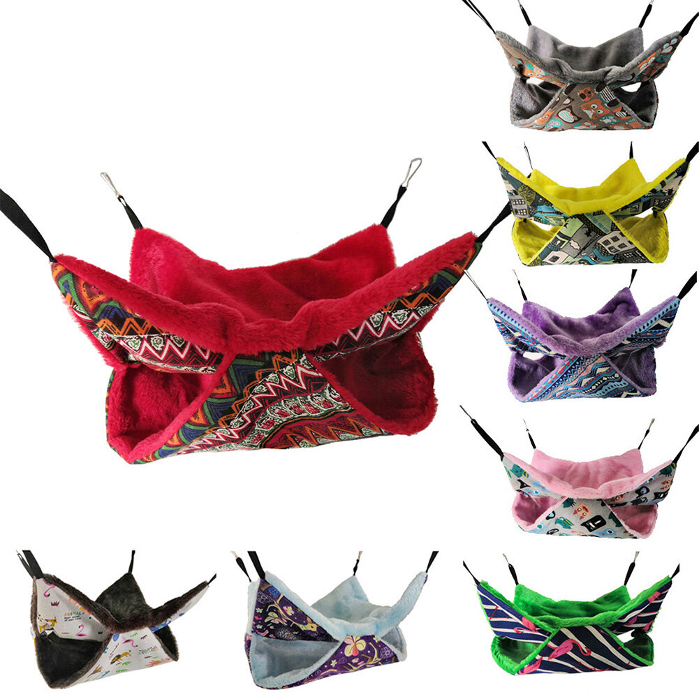 Warm Double Layer Hammock Hanging Plush Sleeping Bag for Squirrel Sugar Glider