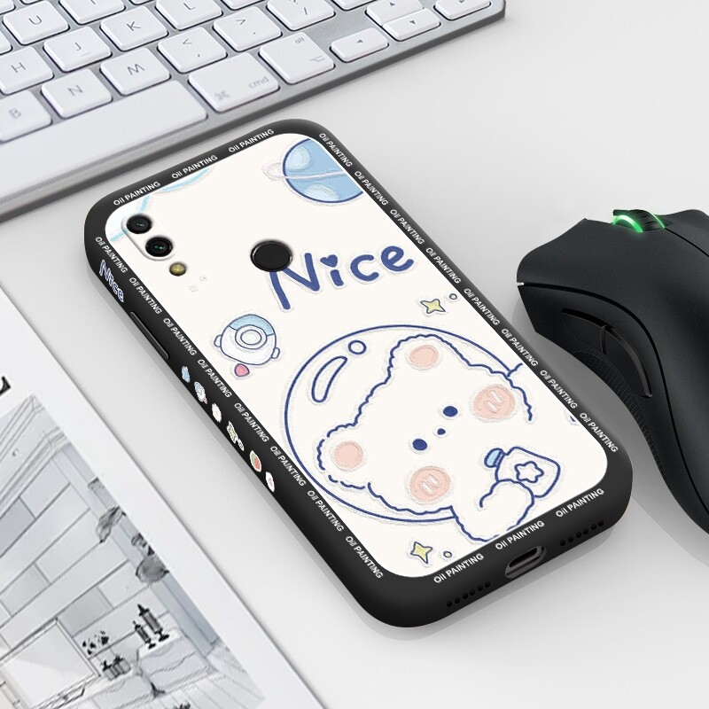 For XIAOMI Redmi Note 5 Pro Note 6 Pro Note 7Pro Case with Cute cartoon oil painting rabbit bear Shockproof soft thin Back Cover Liquid Silicone Pattern Camera Full Lens protector casing