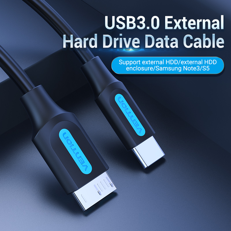 Vention Type C to Micro USB 3.0 Cable 5Gbps Fast Data Transfer USB Male C to Micro Male B Cable 1 Meter for Mobile Western Seagate Toshiba Canvio Hard Drive HDD SDD Type C Micro B Cable