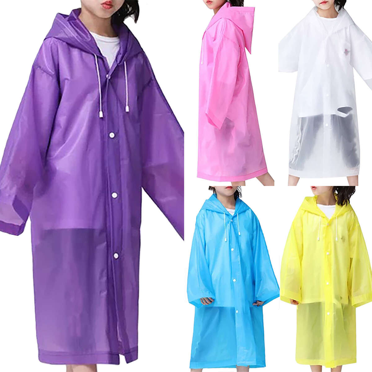 Ghobfpe COD Waterproof Kids Hooded Rainsuit Rain Poncho Children Raincoat Jacket Cover Coat