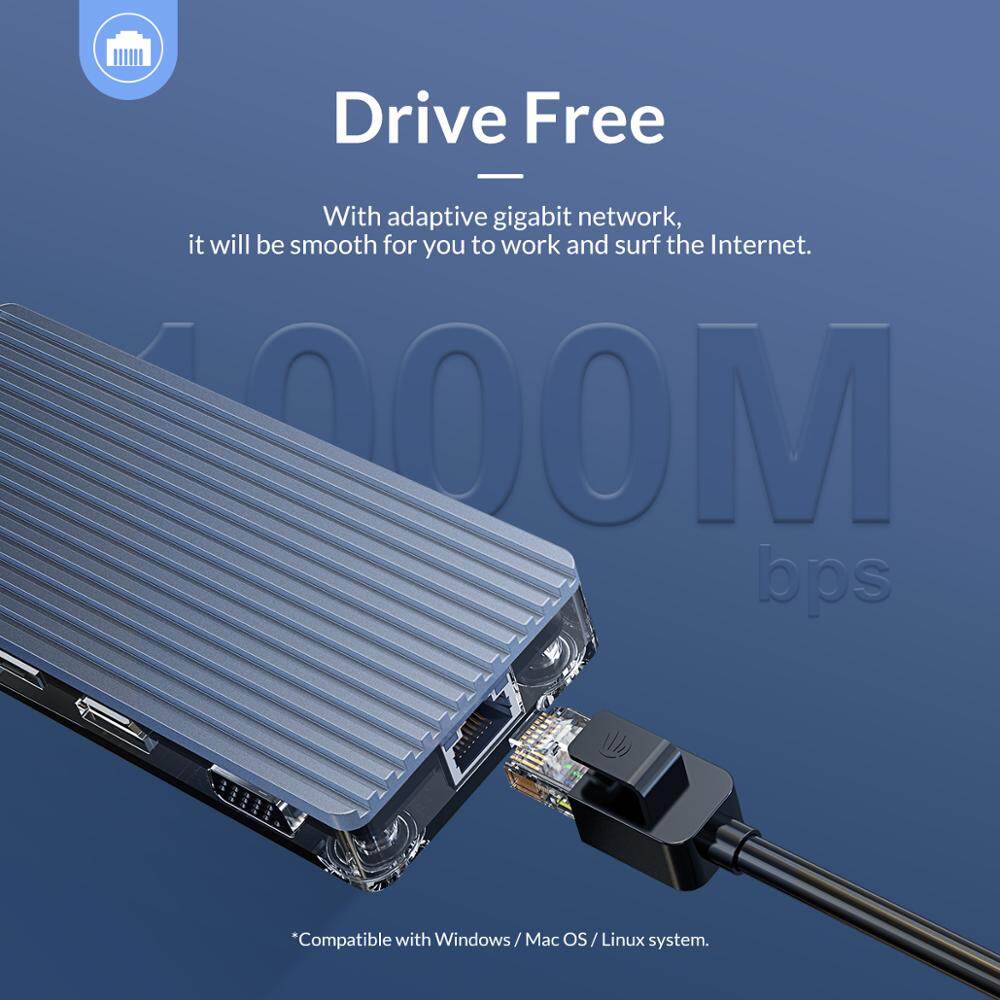 ORICO USB C HUB Type C Laptop Docking Station USB 3.0 RJ45 Ethernet Card Reader USB Splitter Adapter M acBook Accessories