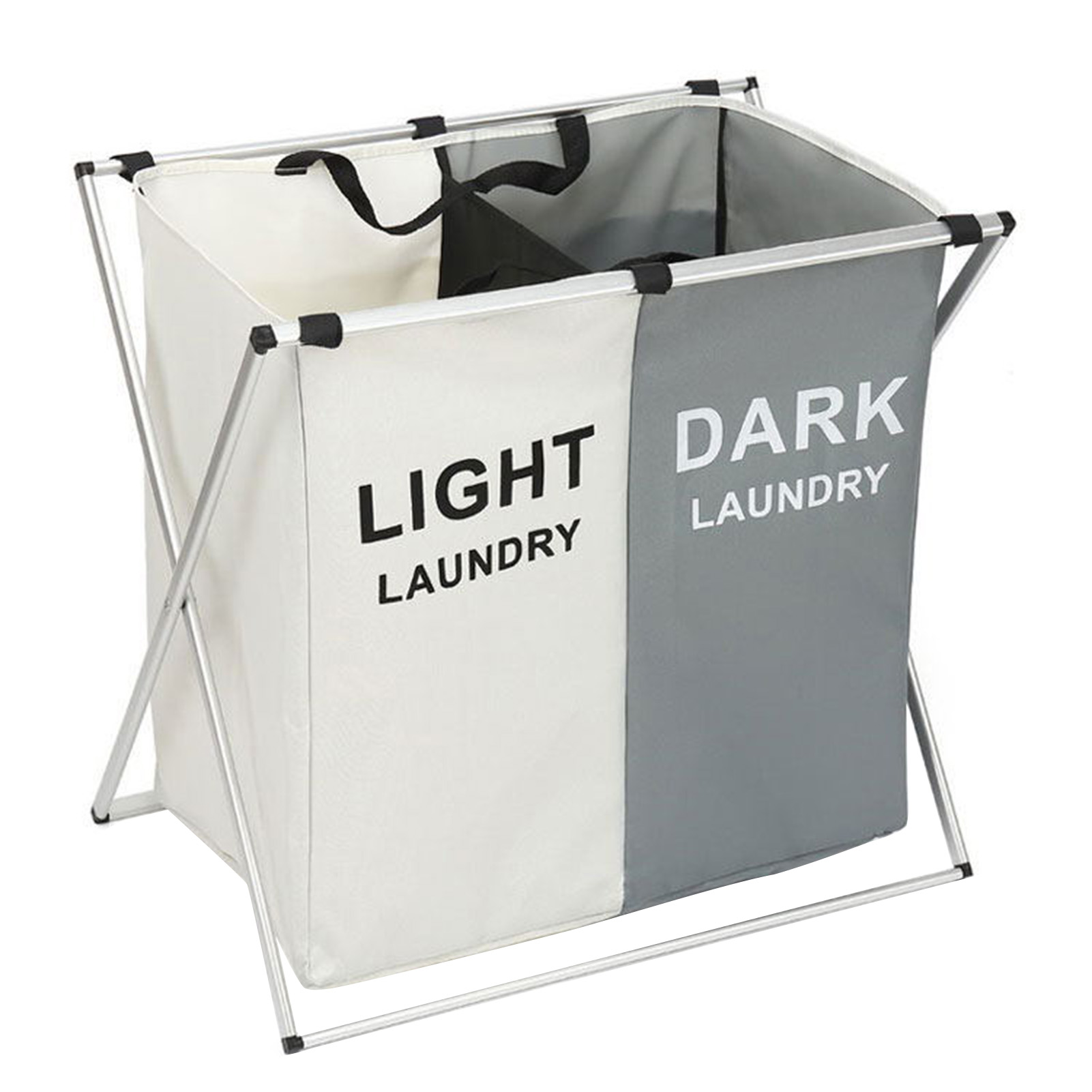 Mandari Laundry Hamper X-shaped Frame Design Large Capacity Durable Multi-compartment Clear Print Multi-Functional 2/3 Girds Oxford Cloth Dirty Laundry Basket Household Supplies Laundry Storage Container