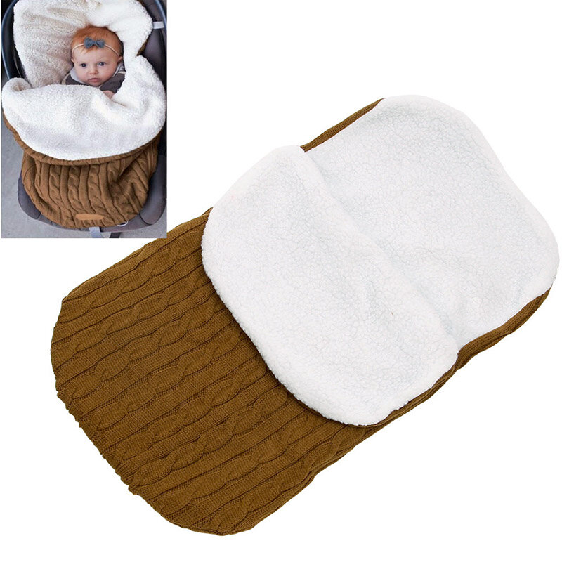 HS Baby plush sleeping bag thickened knitted warm sleeping bag