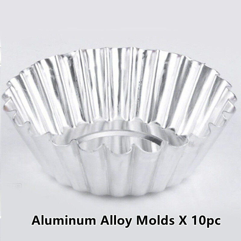 48pcs Aluminum Alloy Egg Tart Molds Thick Reusable Flower Cupcake Mold