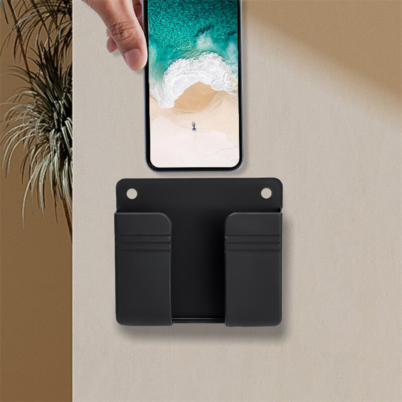 4/2 Cái Giá Đỡ Gắn Tường Phích Cắm Điện Thoại Di Động Hộp Đựng Sắp Xếp Không Cần Đục Lỗ Điều Khiển Từ Xa Có Thể Sạc Được Móc Đa Năng