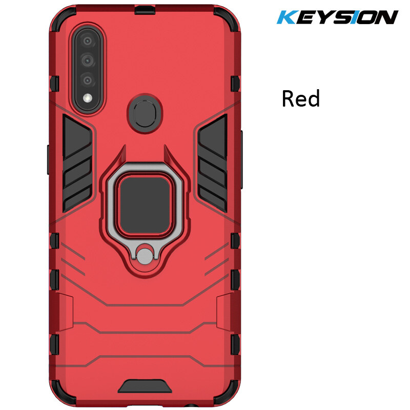 KEYSION Shockproof Armor Case for OPPO A31 Ring Stand Bumper Silicone Phone Back Cover for OPPO A8