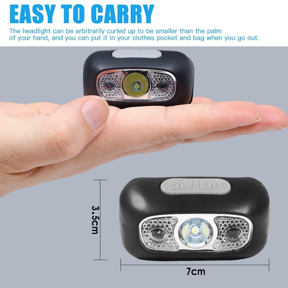 Đèn Pha LED Sạc USB Đèn Pha Cảm Biến Chuyển Động Cơ Thể Đèn Pin Cắm Trại Đèn Đội Đầu Đèn Pin