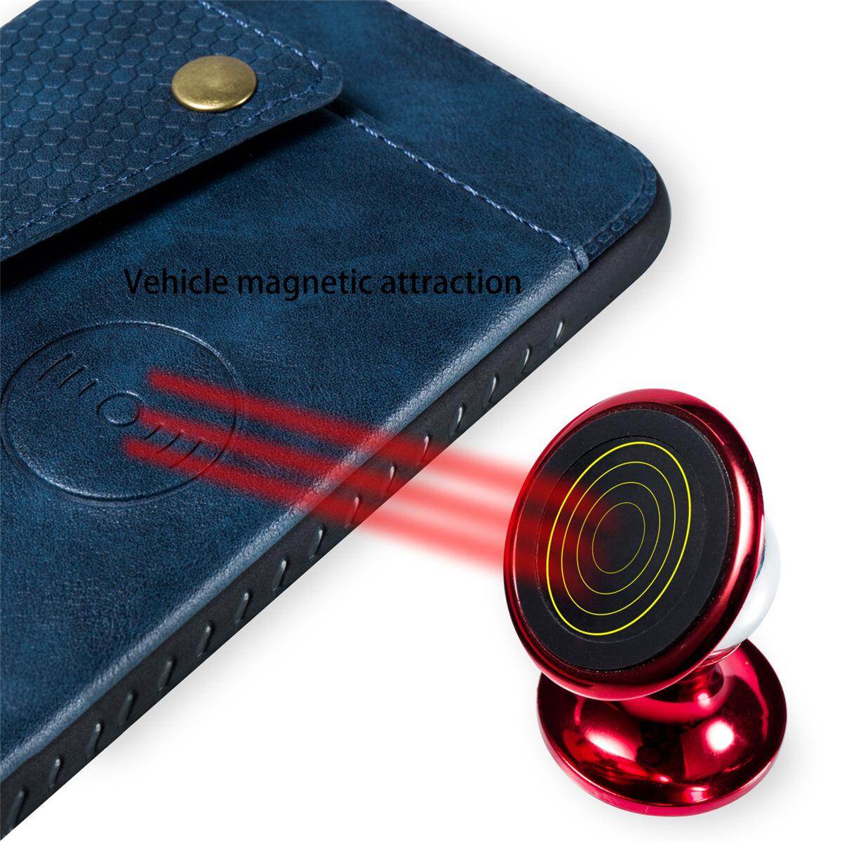 Cho Huawei p30pro da trường hợp nhiều Folio lật Bìa Wallet trở lại trường hợp vỏ, có thể làm việc với gắn trên xe hơi, ẩn thẻ tín dụng ID khe giữ, retro nút kim loại clasp, đứng hỗ trợ