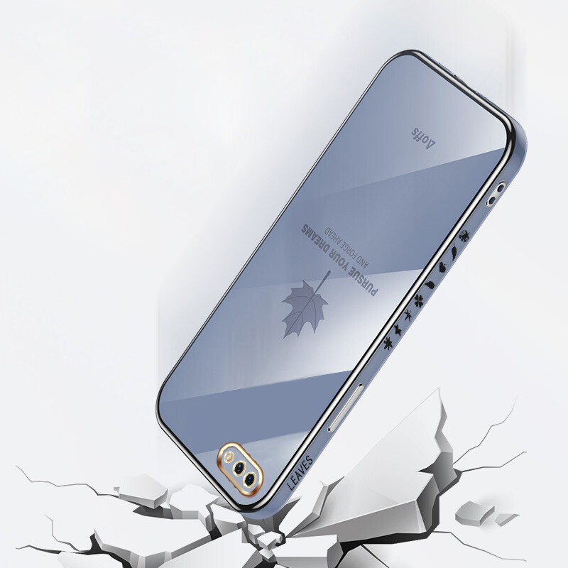 YBD Ốp Điện Thoại Mạ Cạnh Thẳng Cho OPPO A3S A12E Realme C1 Ốp Bảo Vệ Máy Ảnh Chính Xác Ốp Họa Tiết Lá Phong Có Dây Đeo Miễn Phí