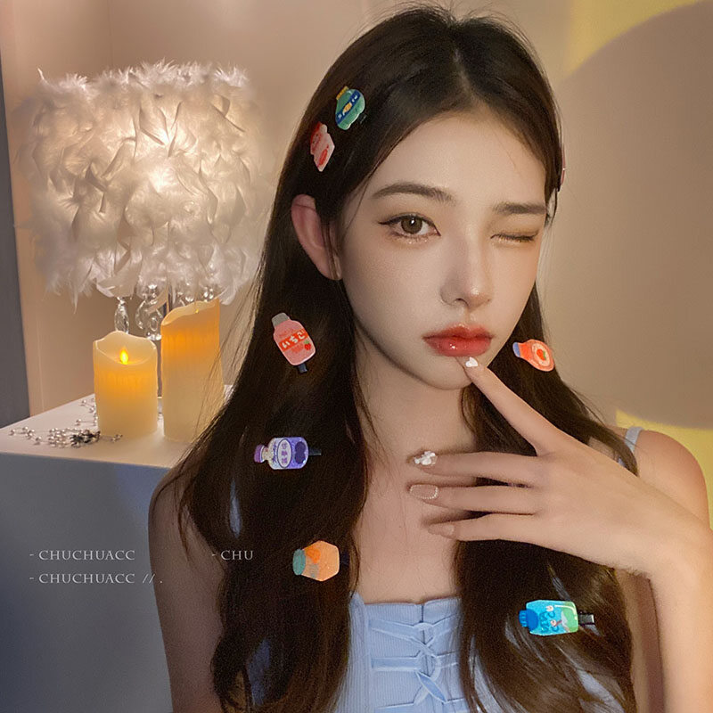 Fashion Jewelry Shop [5] Pics Drink Bottle Pattern Hair Clip Female Color Resin Hair Accessories For Students