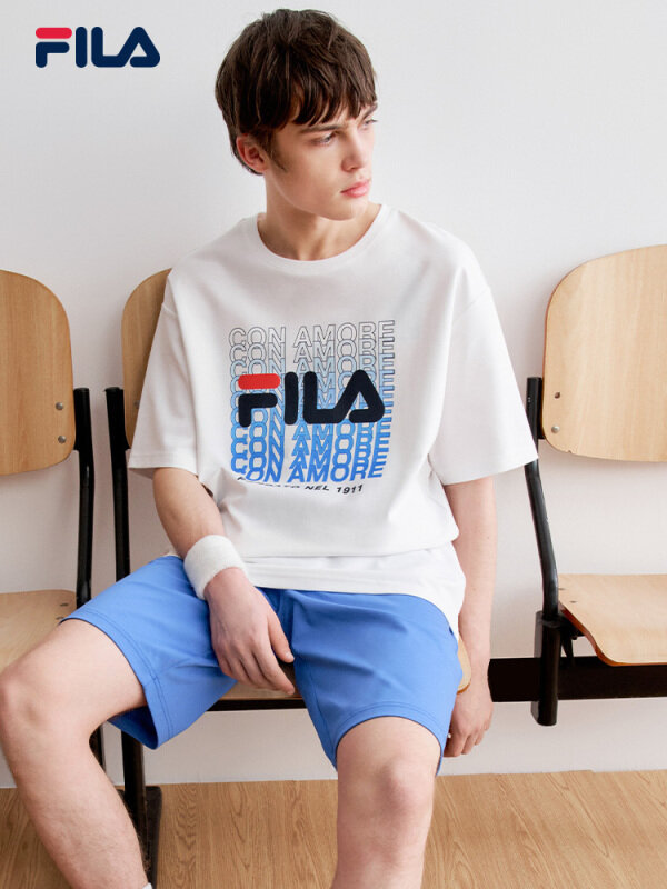 Áo thun nam ngắn tay fila mới ngầu, thời trang thường ngày in tins trend