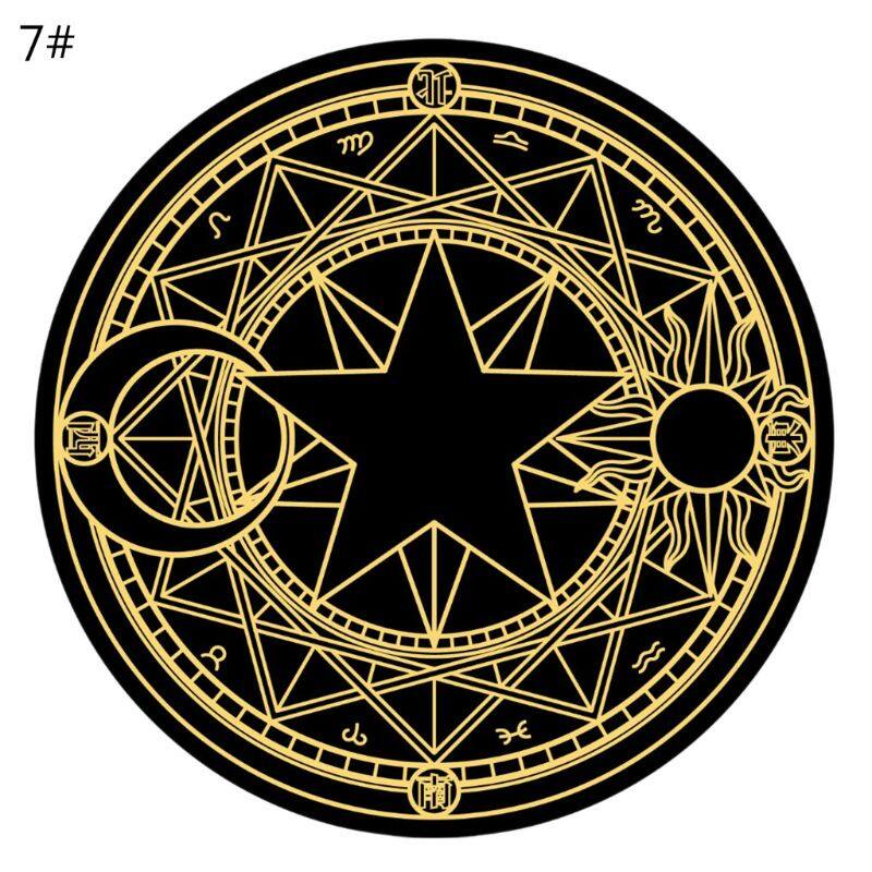 1pc Diameter 60cm Cartoon Rug Round Tarot Tablecloth Pentagram Sun Moon Divination