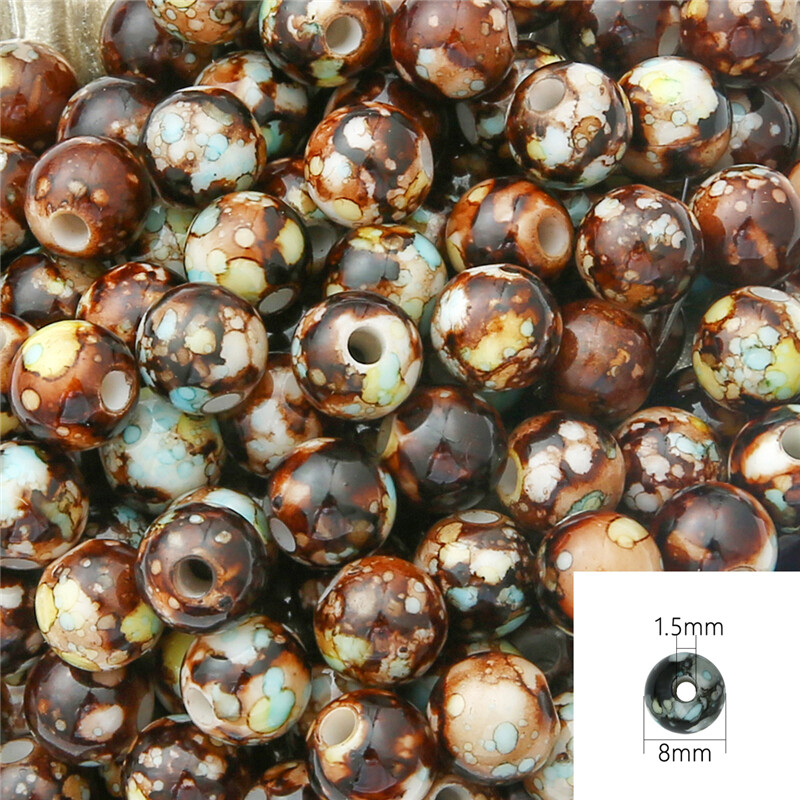 8/10/12mm Large Hole Round Ball Shape Acrylic Plastic Beads Multicolor Loose Space Bead For Bracelet Necklace Jewelry DIY Accessory