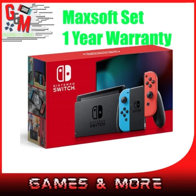 Nintendo Switch Console Maxsoft V2 Enhanced Battery Edition (Maxsoft Set, 1 Year Warranty) Neon Red Blue | Grey | Animal Crossing Special Edition (Console only. Games are sold separately)
